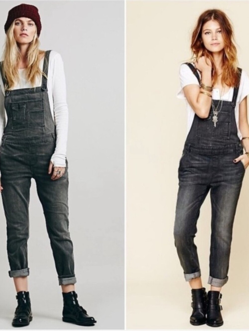 Free People Distressed Gray Denim Overalls Size 27